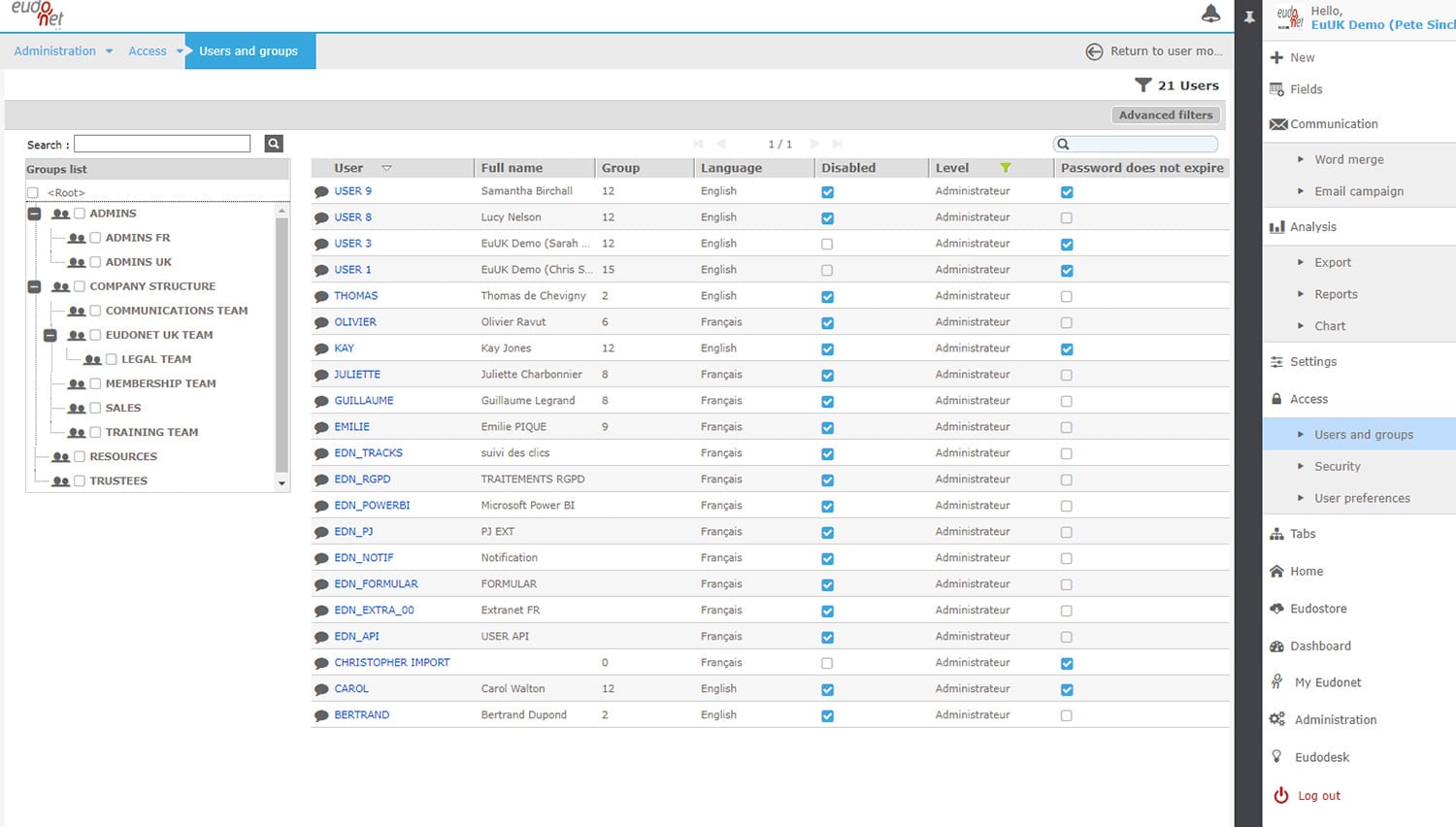 Users Administration tool CRM