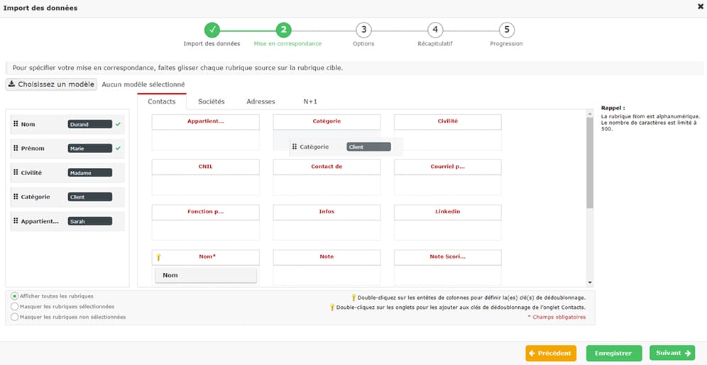 Import données CRM