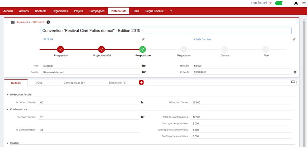 Gestion partenariat donateur