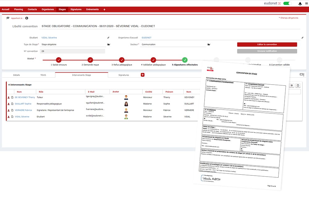 Logiciel gestion de stages